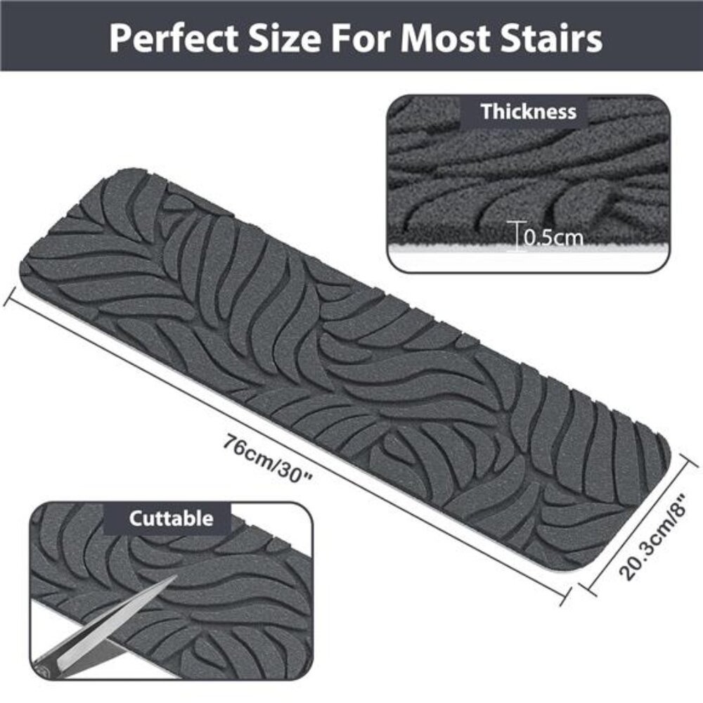 Stair Treads Non Slip for Wooden Steps, 8" X 30" (15-Pack) Stair Runner Carpet - Picture 2 of 8